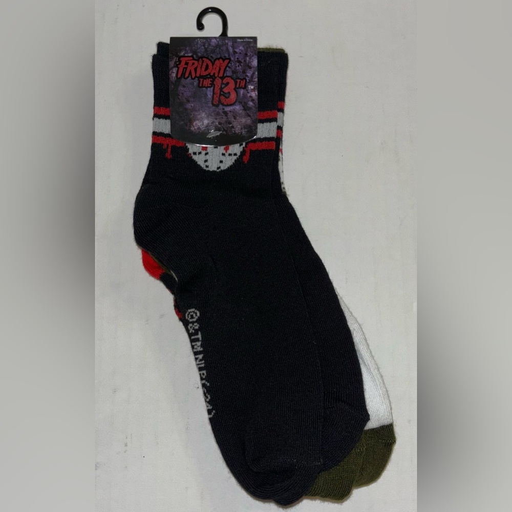 Friday the 13th 3 pair Qtr Crew Socks